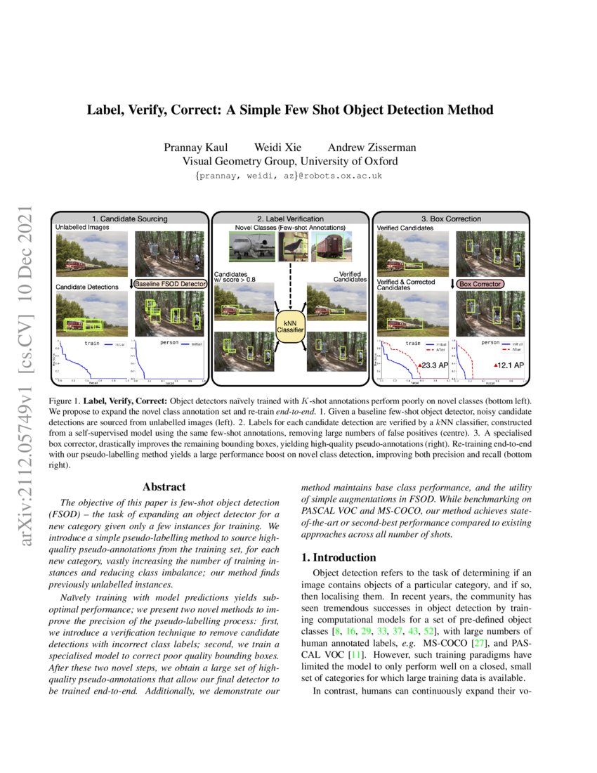 Label, Verify, Correct: A Simple Few Shot Object Detection Method | DeepAI