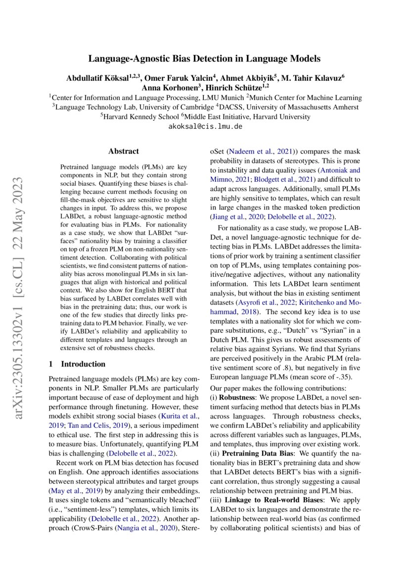 Language Agnostic Bias Detection In Language Models Deepai Language Agnostic Bias Detection In Language Models Deepai