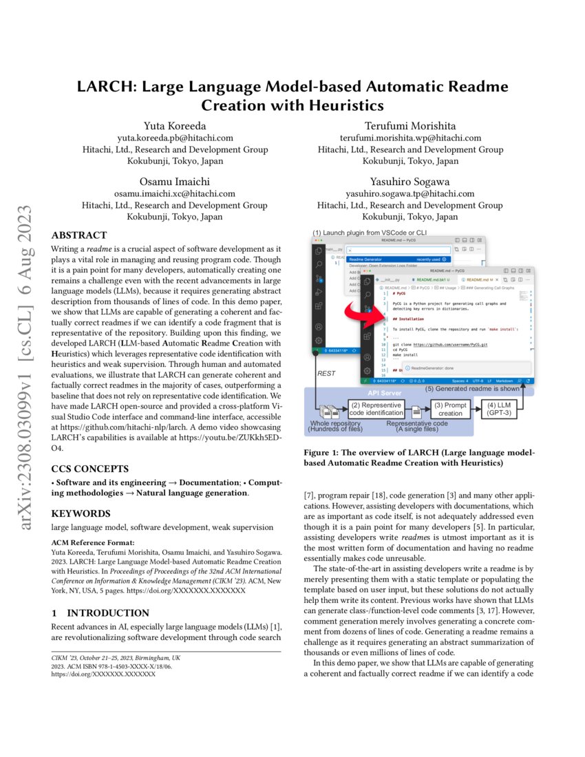 LARCH: Large Language Model-based Automatic Readme Creation with ...