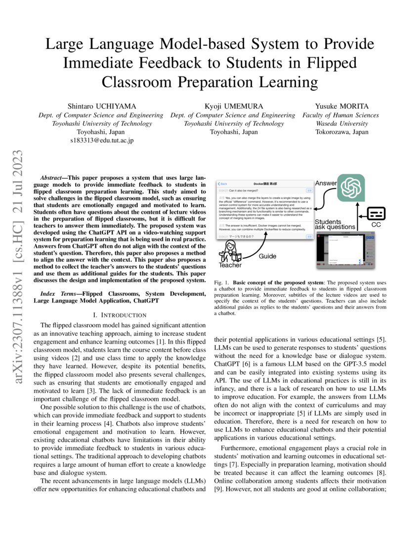 Large Language Model-based System to Provide Immediate Feedback to ...