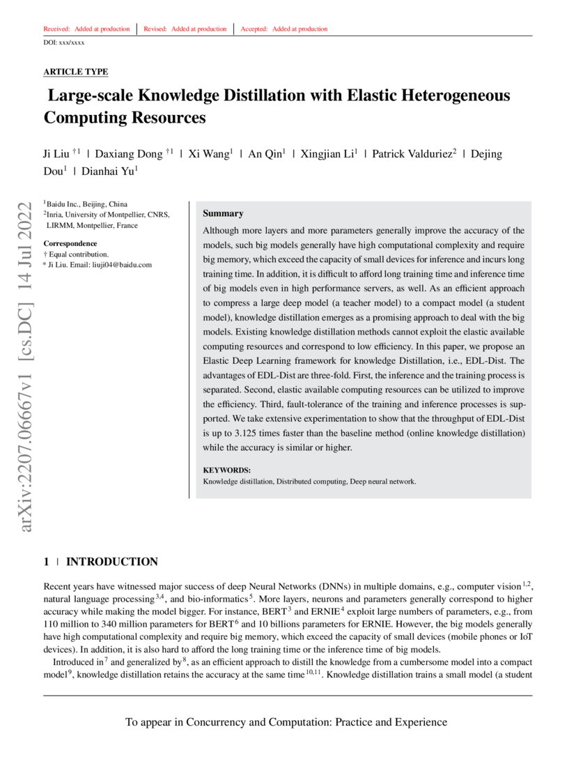 Largescale Knowledge Distillation with Elastic Heterogeneous Computing