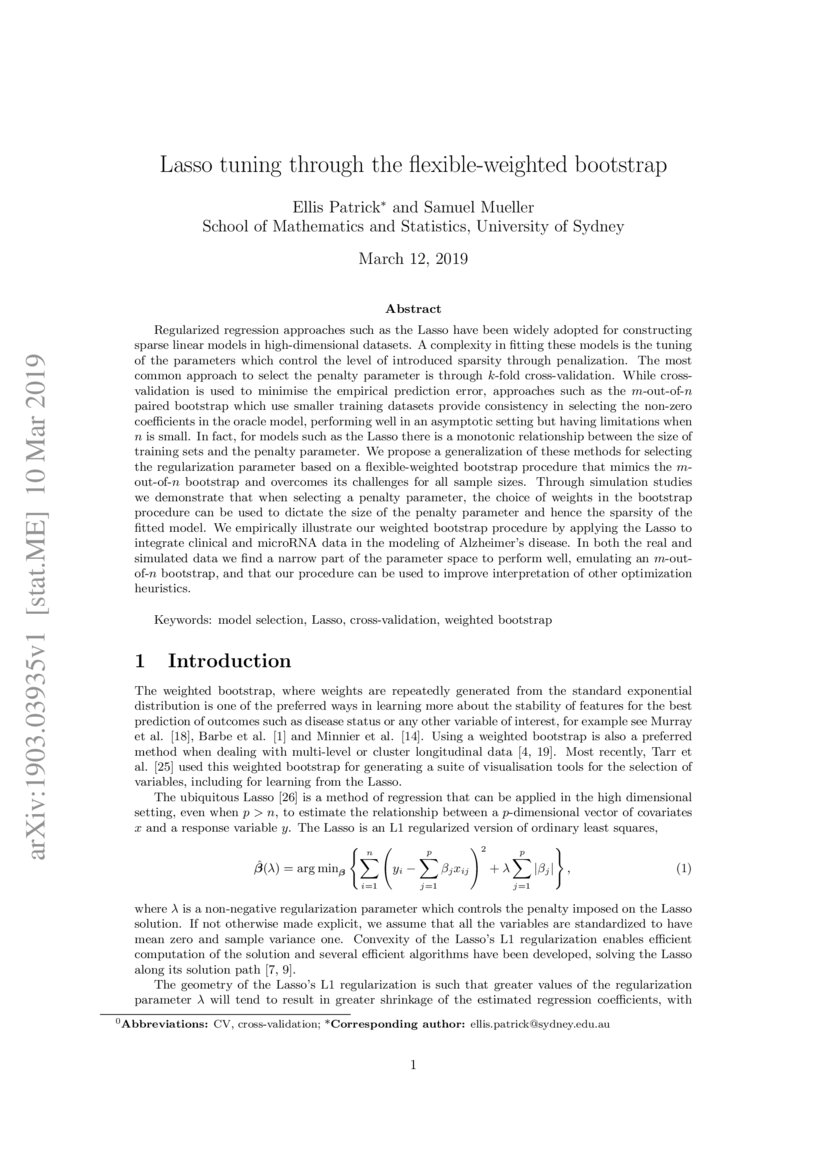 Lasso tuning through the flexible-weighted bootstrap | DeepAI