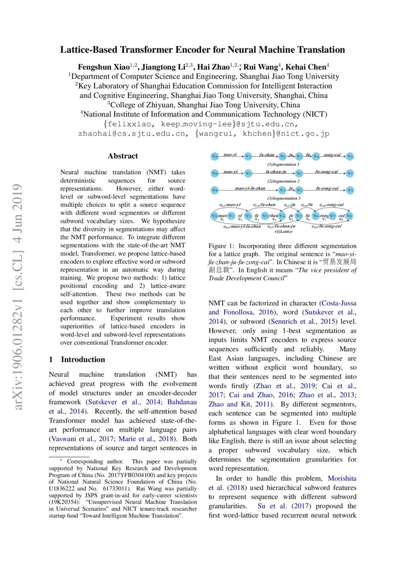 Lattice-Based Transformer Encoder for Neural Machine Translation | DeepAI