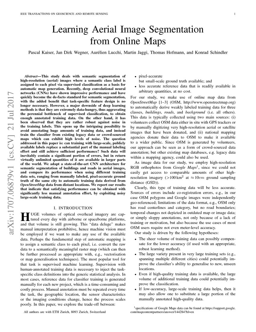 Learning Aerial Image Segmentation from Online Maps | DeepAI