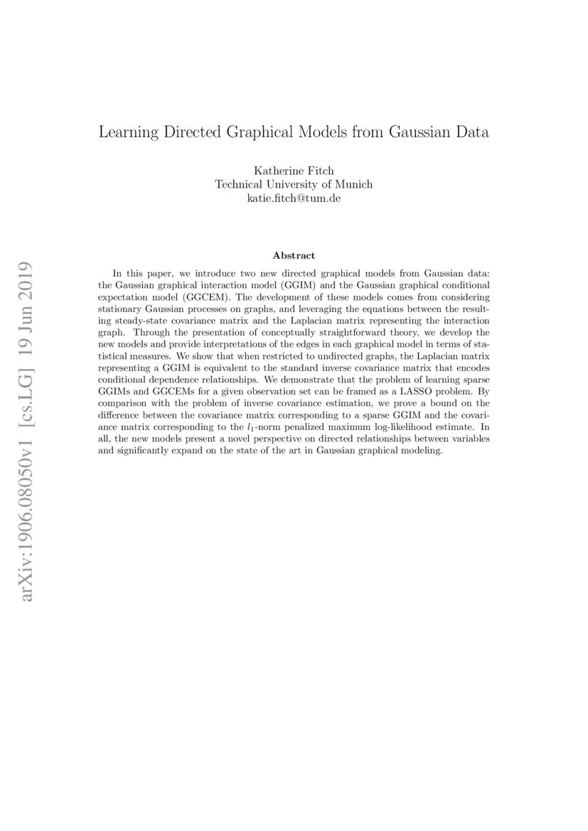 Learning Directed Graphical Models from Gaussian Data | DeepAI