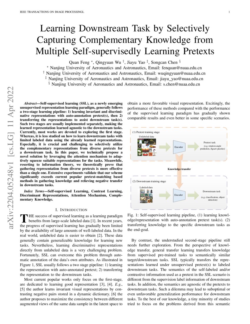 Learning Downstream Task by Selectively Capturing Complementary ...