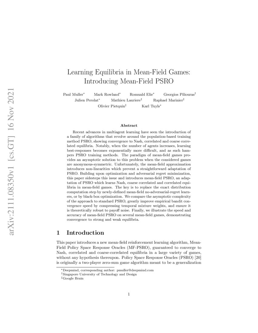 Learning Equilibria in MeanField Games Introducing MeanField PSRO