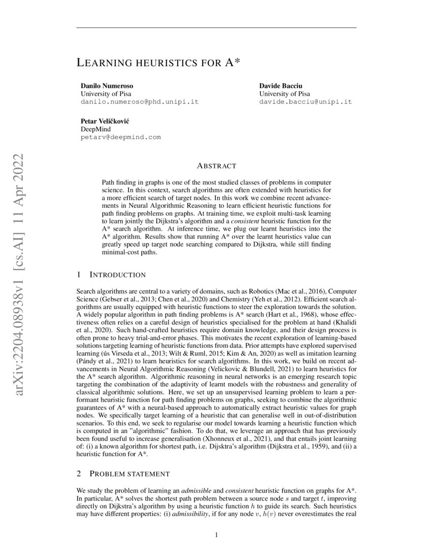Learning heuristics for A* | DeepAI