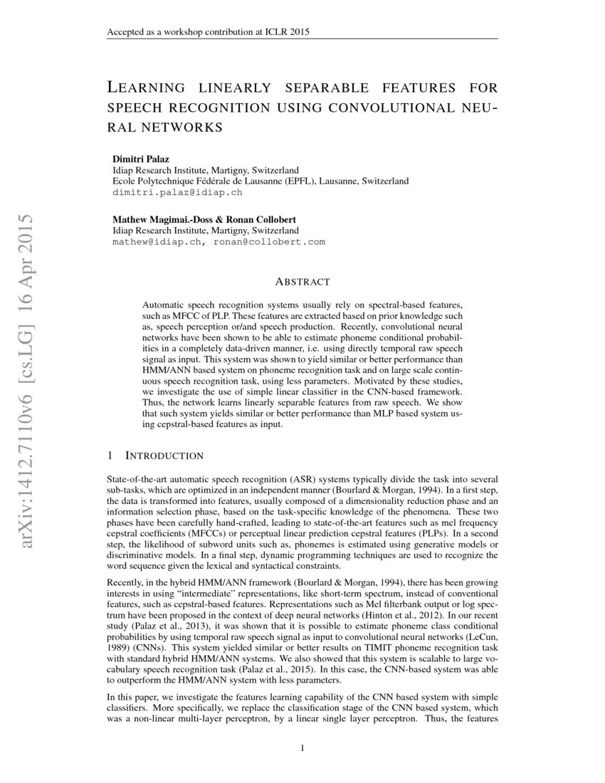 Convolutional Neural Networks For Raw Speech Recognition – FFGMT