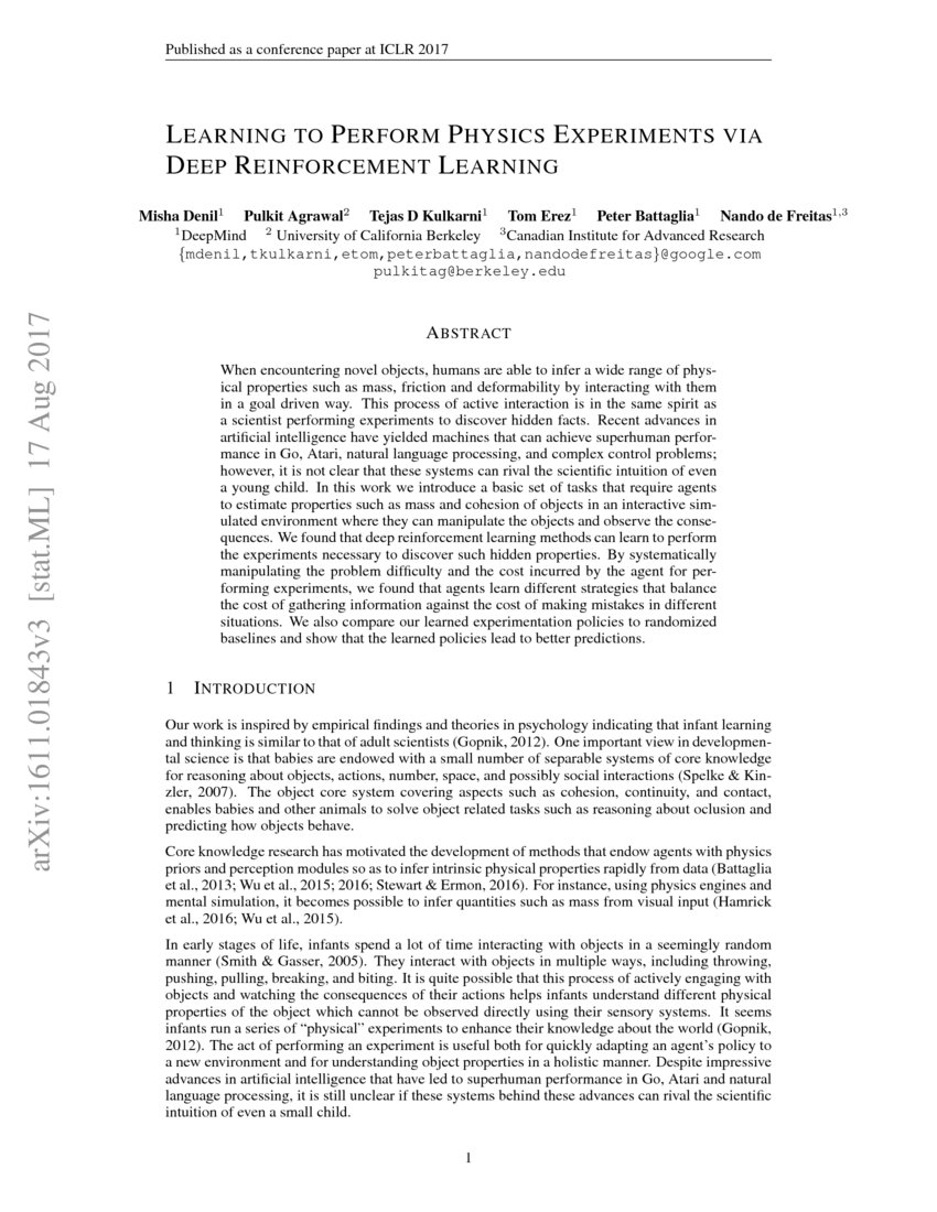 Learning to Perform Physics Experiments via Deep Reinforcement Learning ...