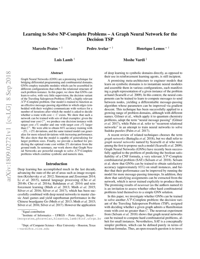 Learning to Solve Problems A Graph Neural Network for the