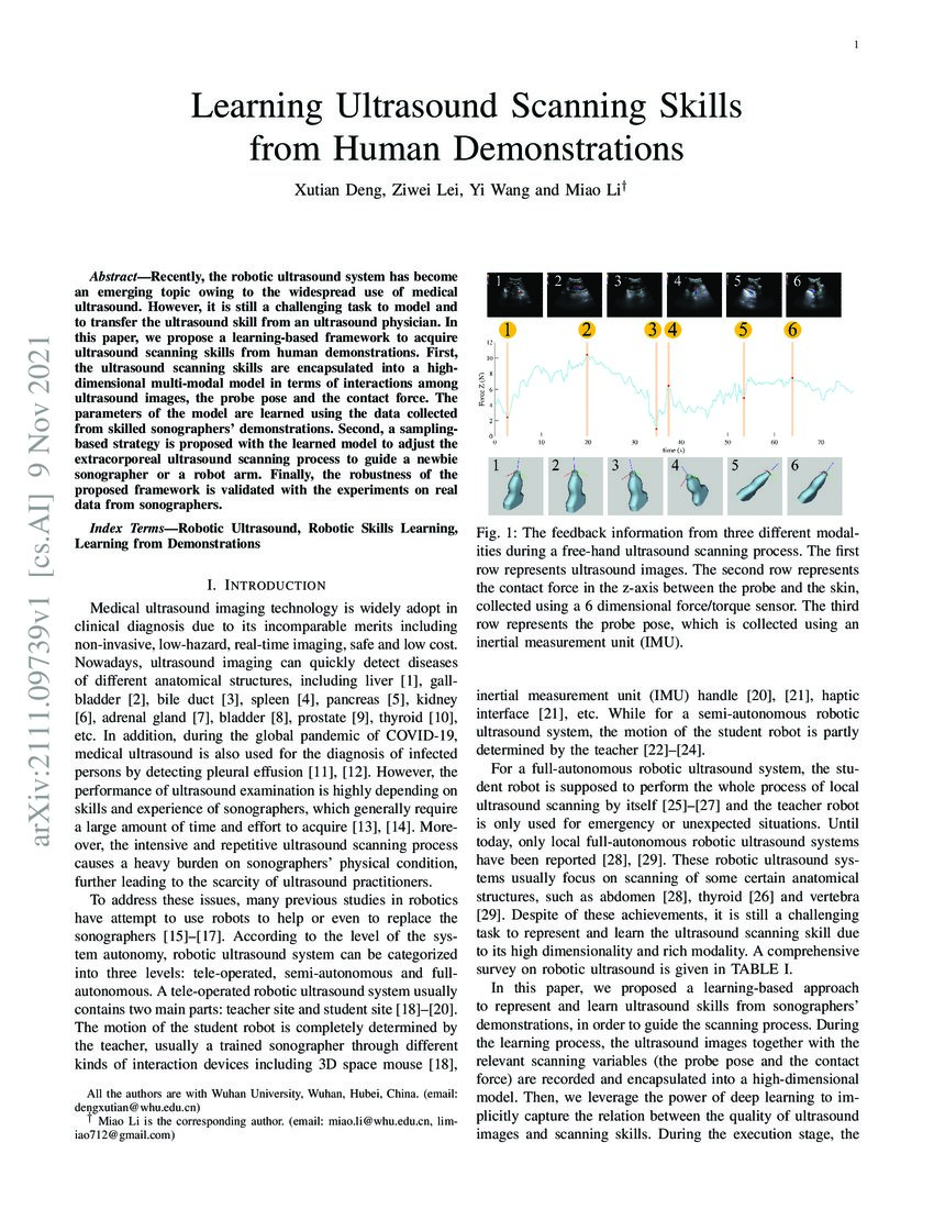 Learning Ultrasound Scanning Skills from Human Demonstrations DeepAI
