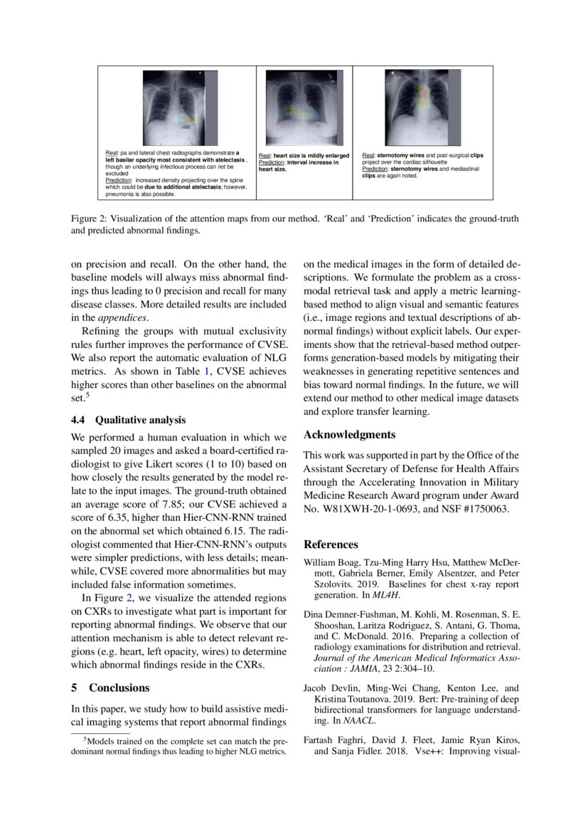 Learning Visual Semantic Embeddings For Reporting Abnormal Findings On Learning visual semantic embeddings for reporting abnormal findings on