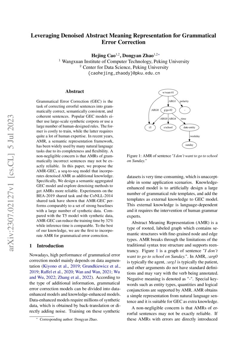 Leveraging Denoised Abstract Meaning Representation for Grammatical