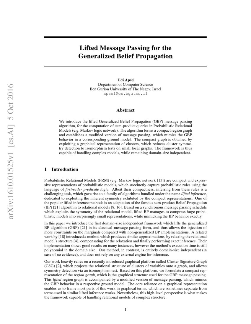 Lifted Message Passing for the Generalized Belief Propagation DeepAI