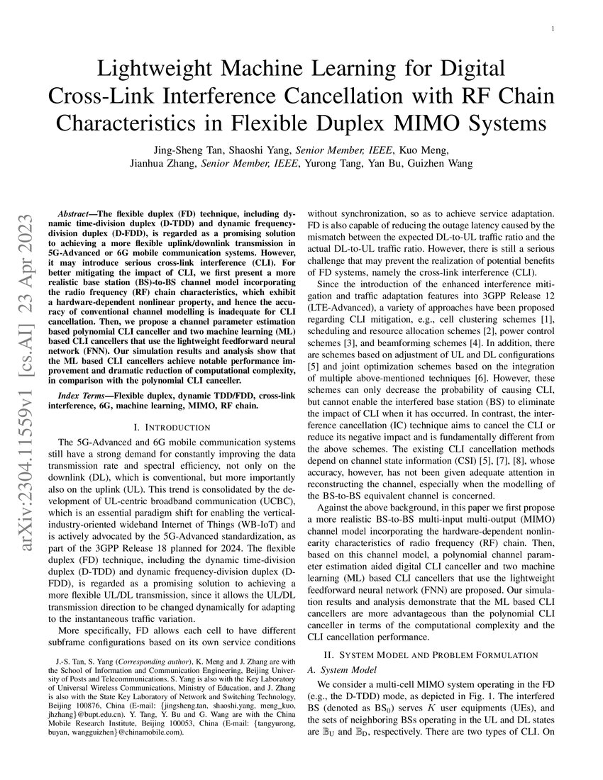 Lightweight Machine Learning for Digital Cross-Link Interference ...