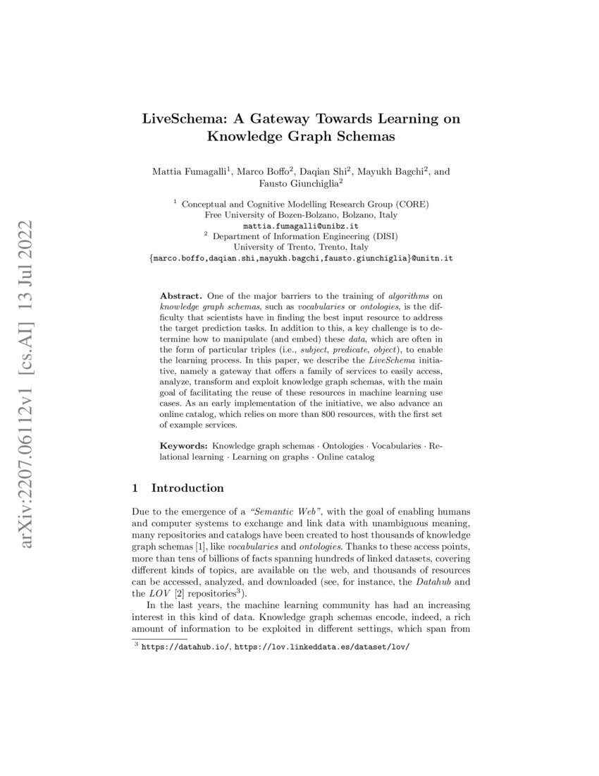 LiveSchema: A Gateway Towards Learning on Knowledge Graph Schemas | DeepAI