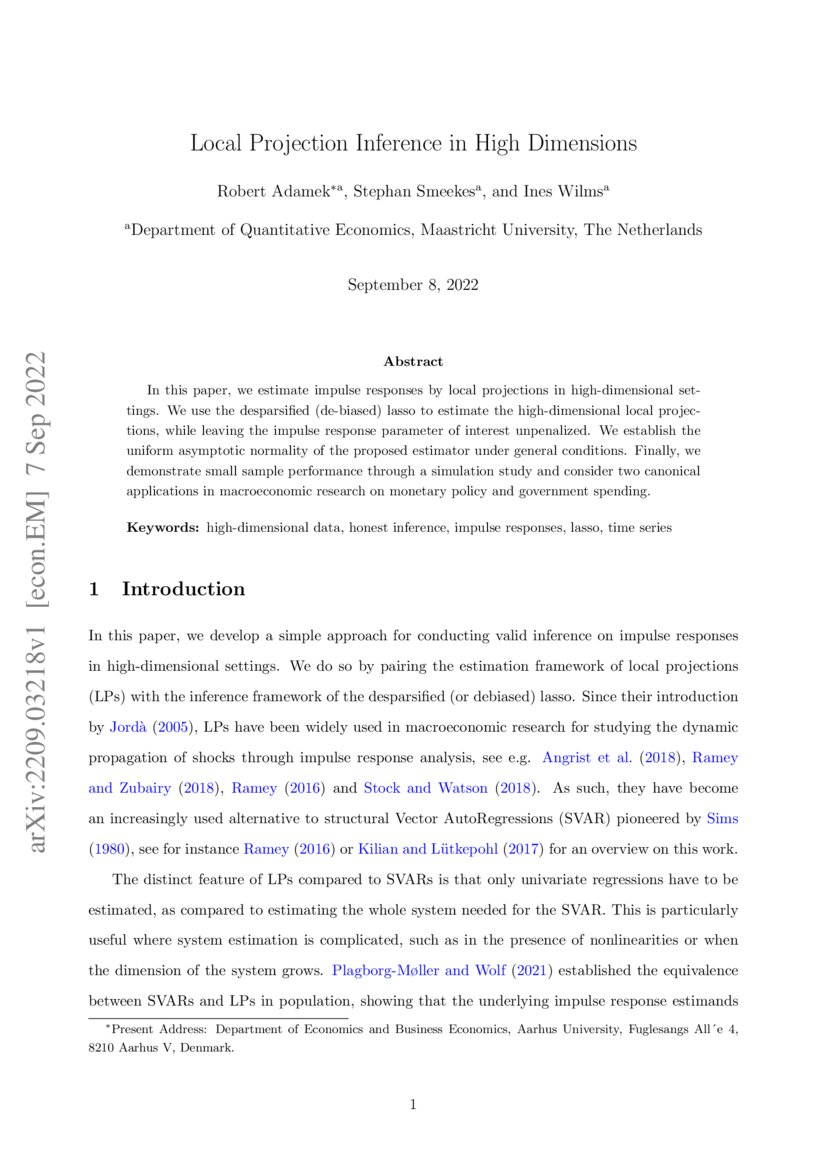 Local Projection Inference in High Dimensions DeepAI