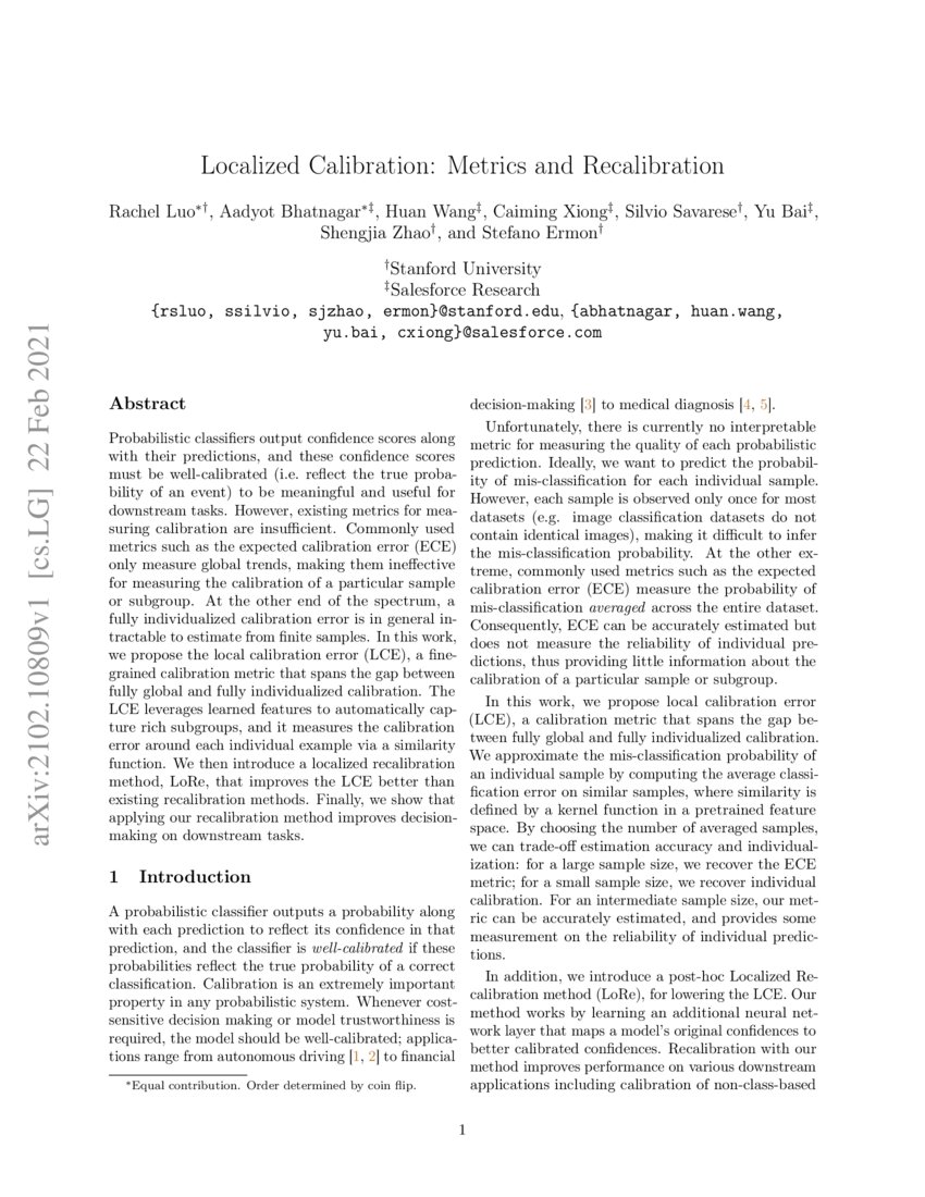 Localized Calibration Metrics and Recalibration DeepAI