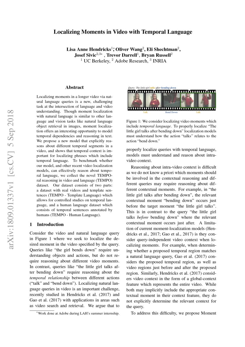 Localizing Moments in Video with Temporal Language | DeepAI