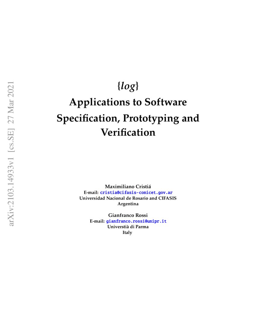 {log} Applications to Software Specification, Prototyping and