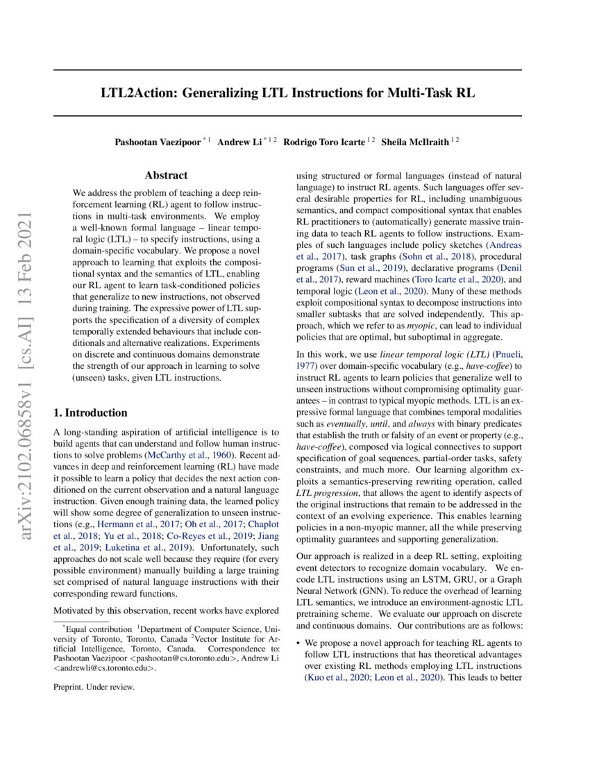 LTL2Action Generalizing LTL Instructions for MultiTask RL DeepAI