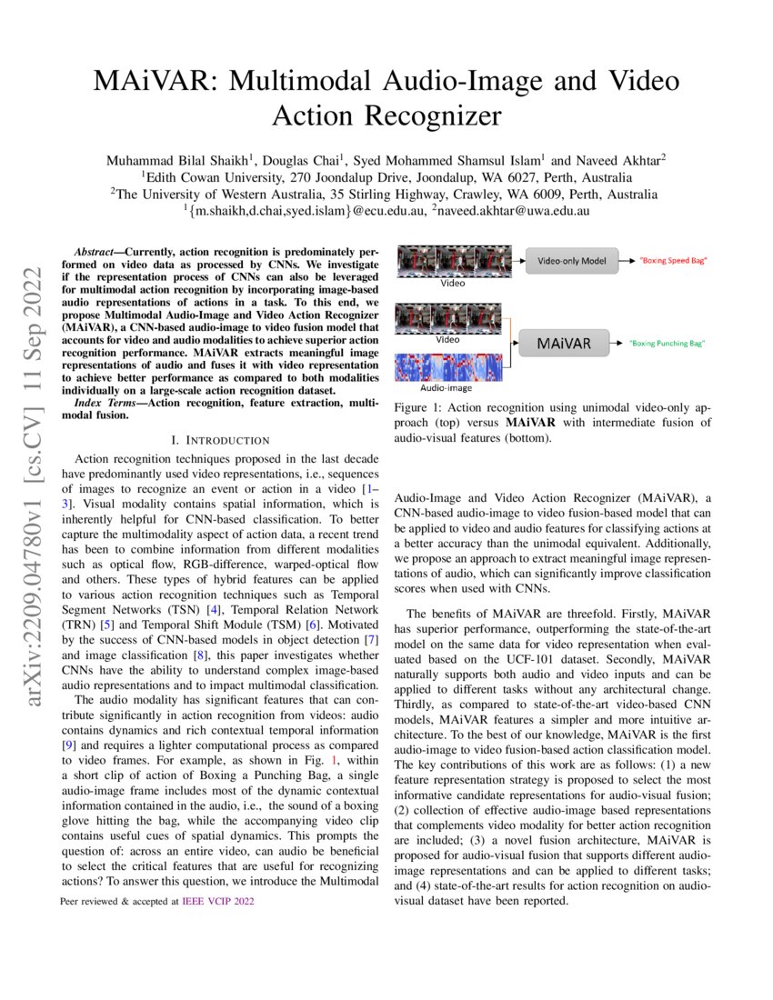 MAiVAR Multimodal AudioImage and Video Action Recognizer DeepAI
