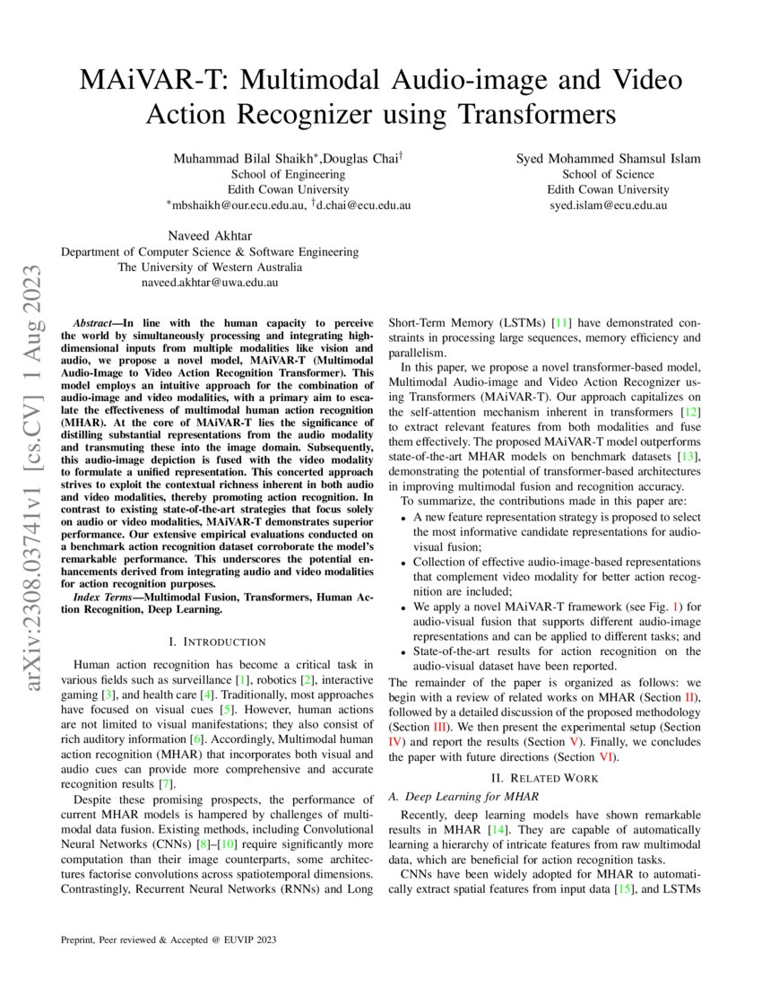 MAiVART Multimodal Audioimage and Video Action Recognizer using