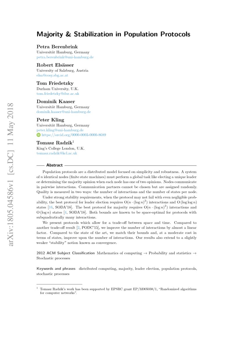 Majority & Stabilization in Population Protocols DeepAI