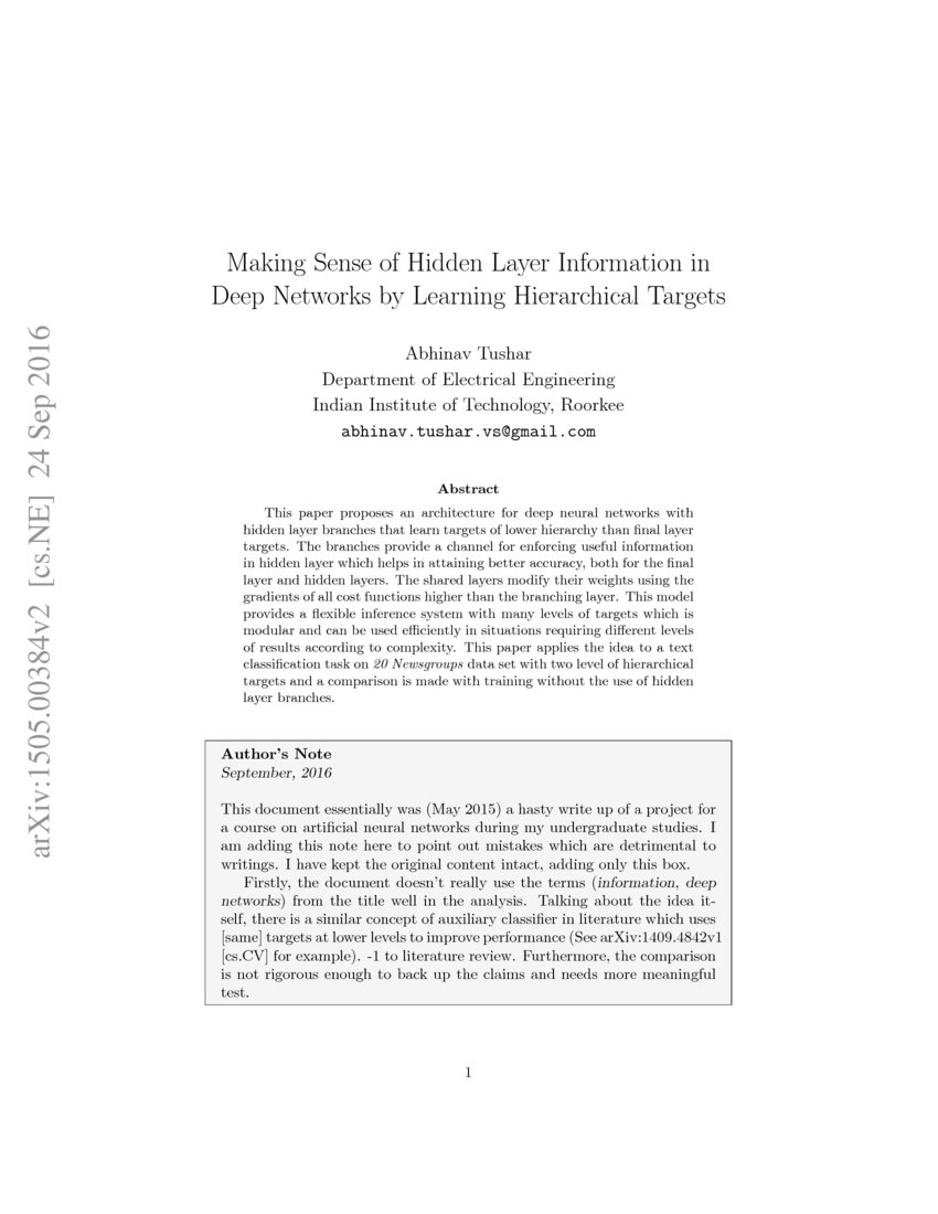 Making Sense of Hidden Layer Information in Deep Networks by Learning