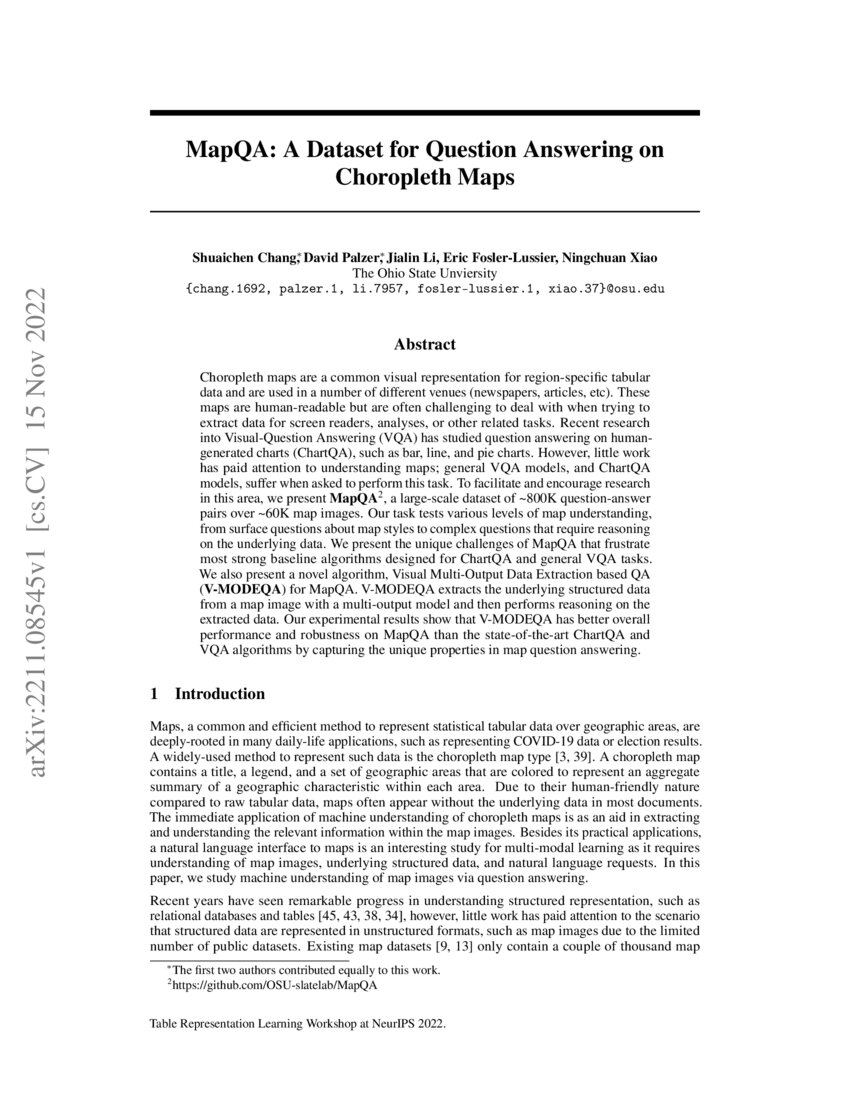 MapQA A Dataset for Question Answering - Mapqa A Dataset For Question Answering On Choropleth Maps Page 1 Medium 