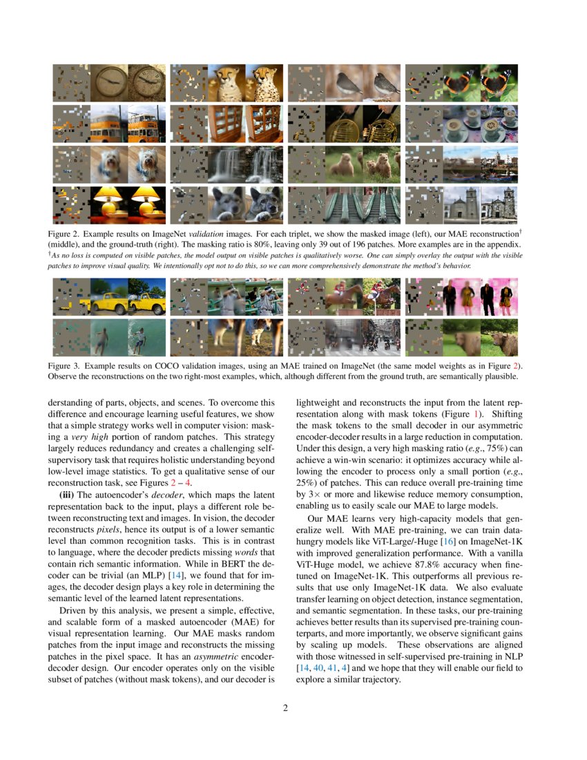 Masked Autoencoders Are Scalable Vision Learners DeepAI