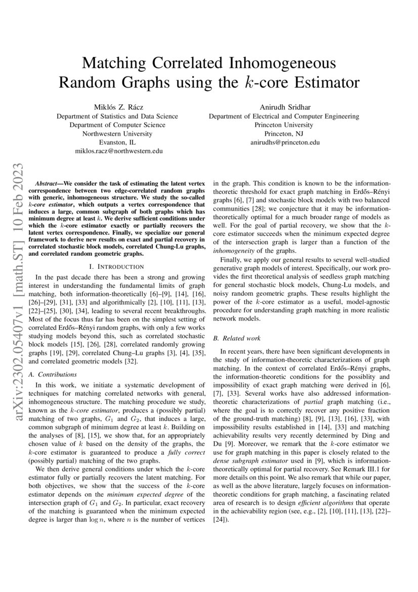Matching Correlated Inhomogeneous Random Graphs using the kcore