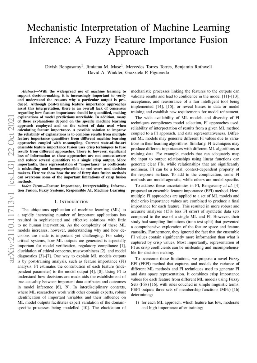 Mechanistic Interpretation of Machine Learning Inference: A Fuzzy ...