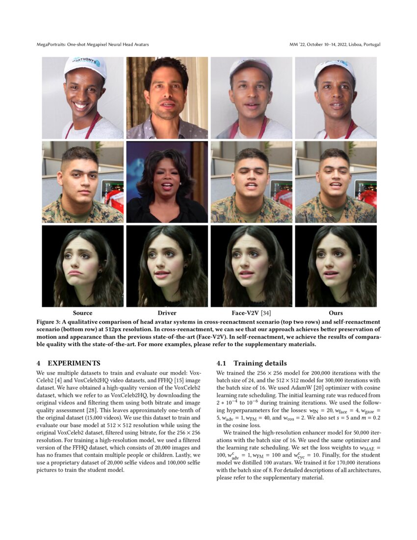 MegaPortraits: One-shot Megapixel Neural Head Avatars | DeepAI