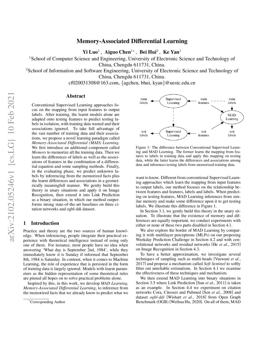 MemoryAssociated Differential Learning DeepAI