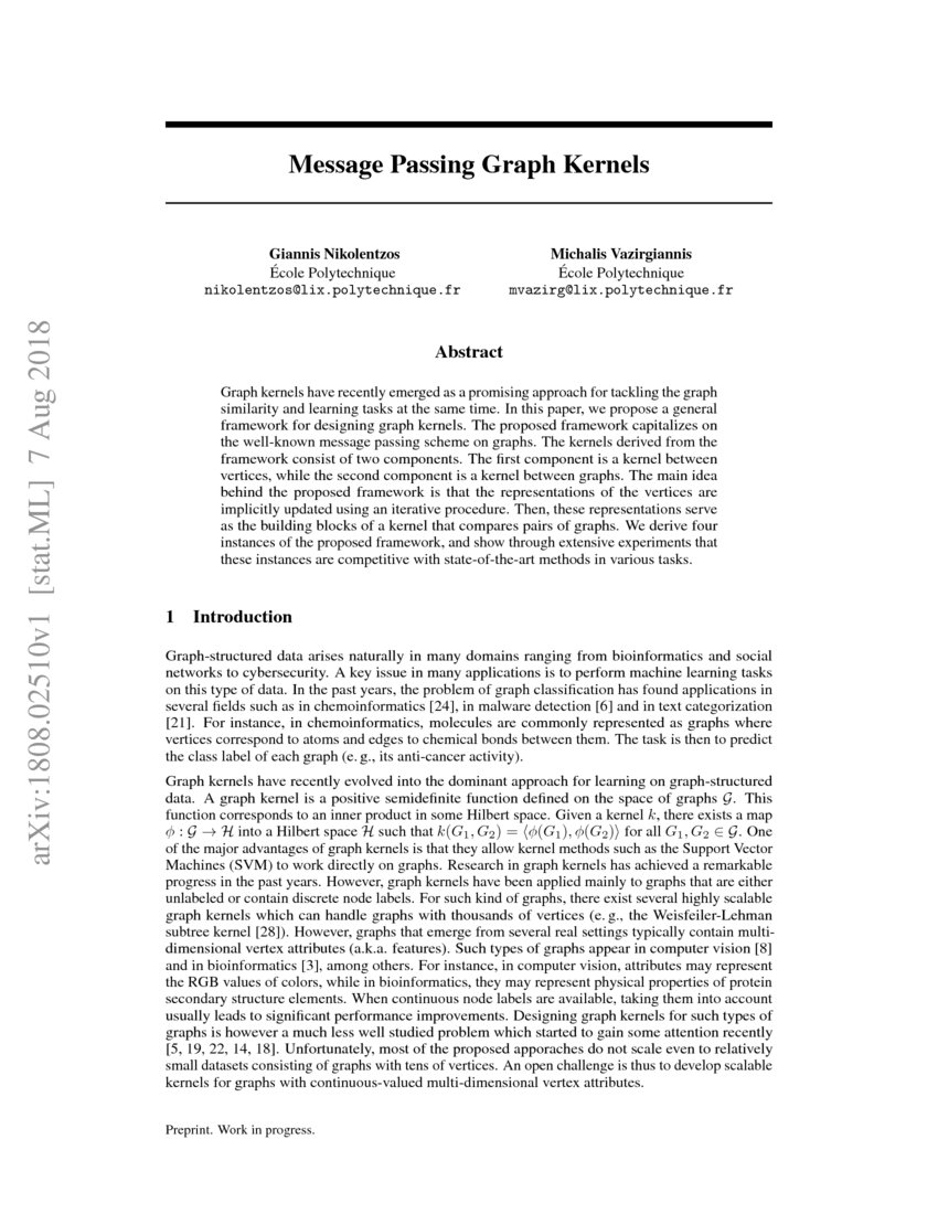 Message Passing Graph Kernels DeepAI