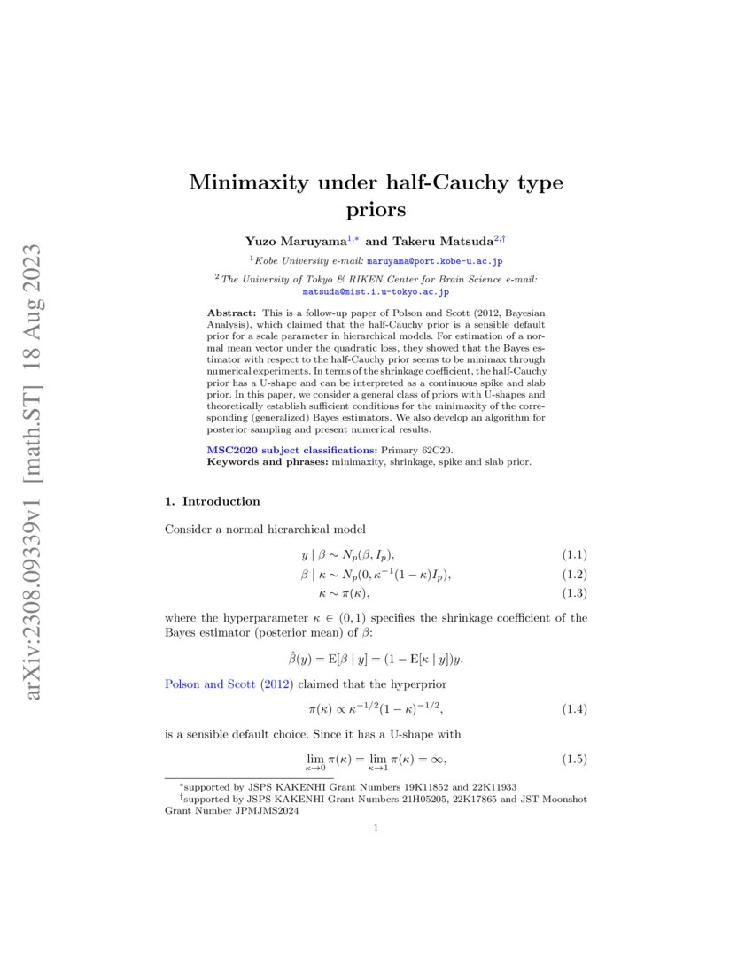 Minimaxity under half cauchy type priors deepai