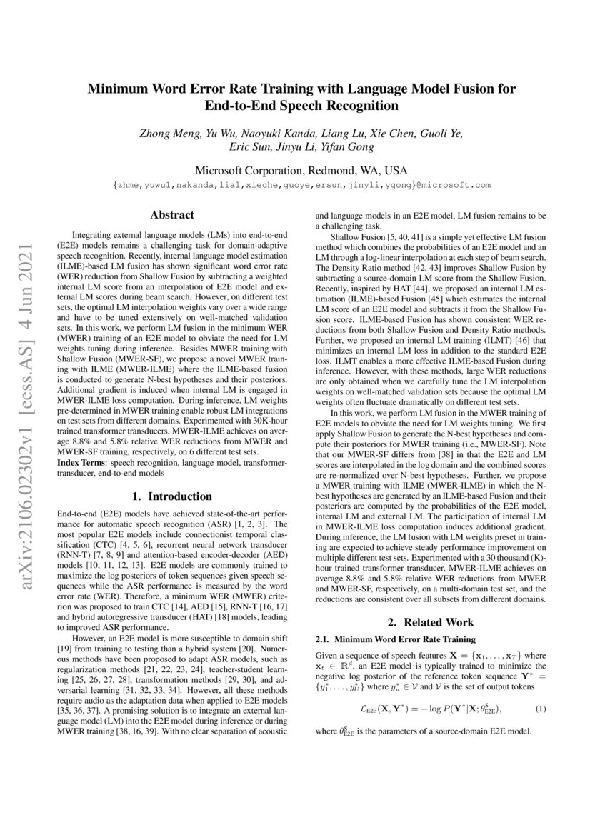 Minimum Word Error Rate Training with Language Model Fusion for End-to ...