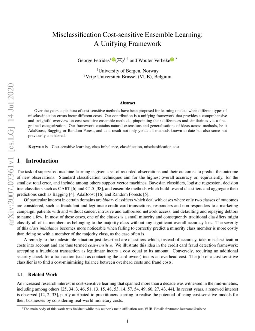 Misclassification Cost Sensitive Ensemble Learning A Unifying