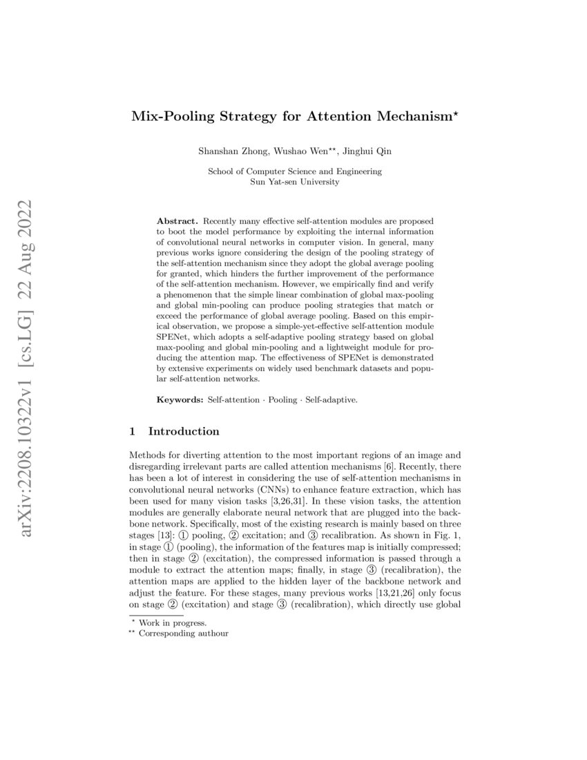 Mix Pooling Strategy For Attention Mechanism DeepAI