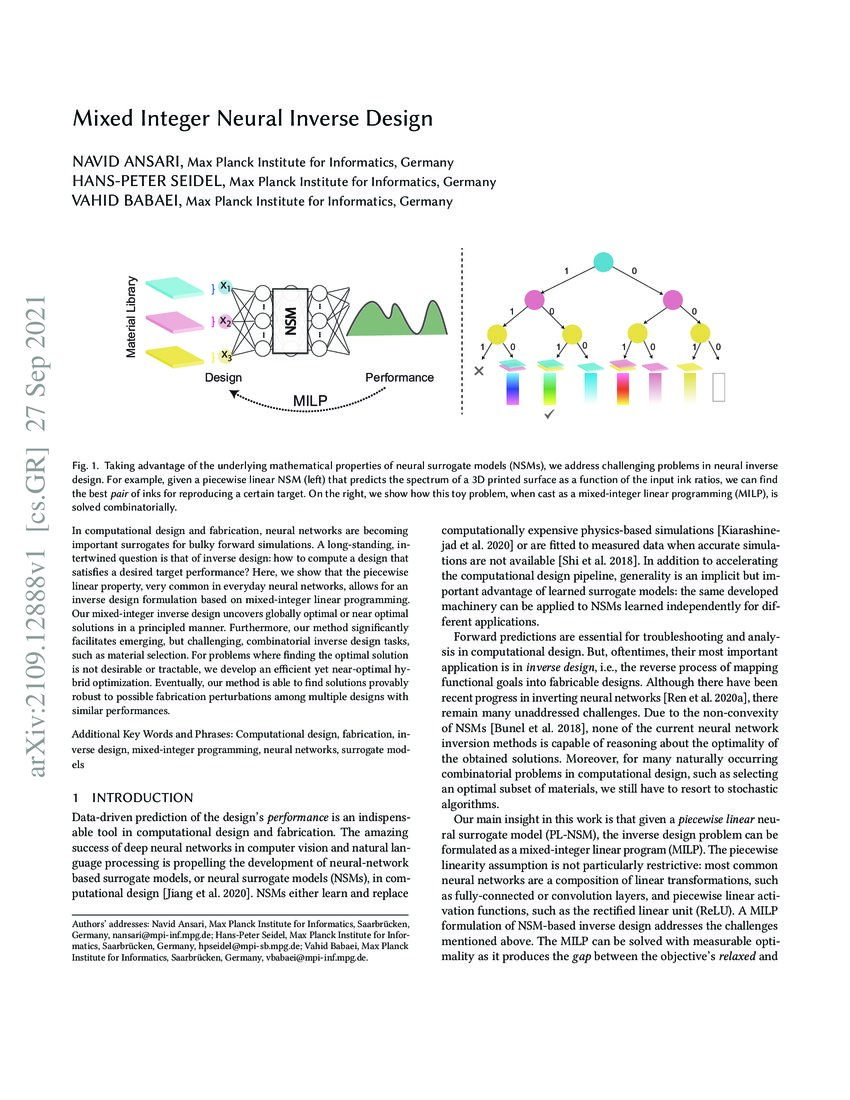 Mixed Integer Neural Inverse Design DeepAI