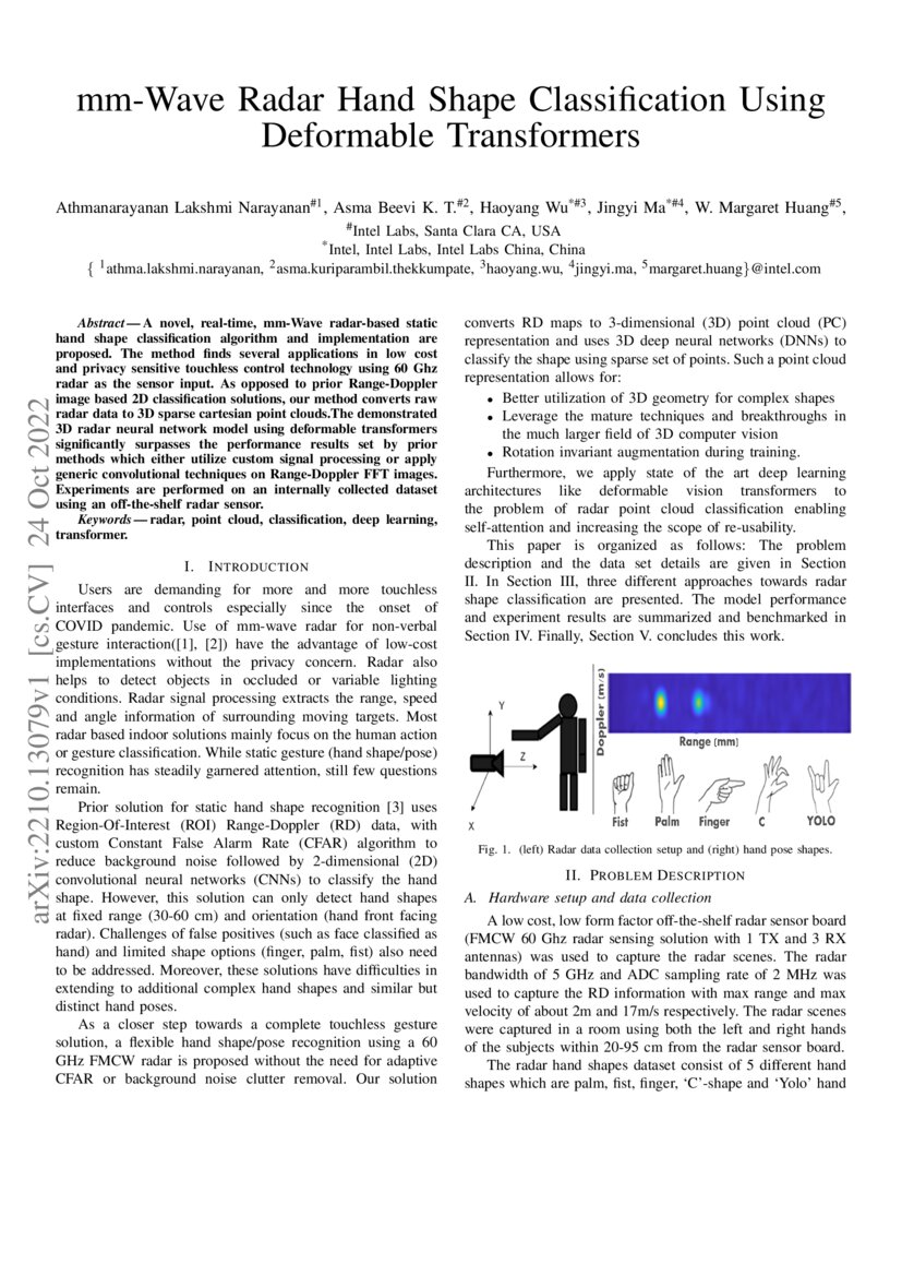 mm-Wave Radar Hand Shape Classification Using Deformable Transformers ...