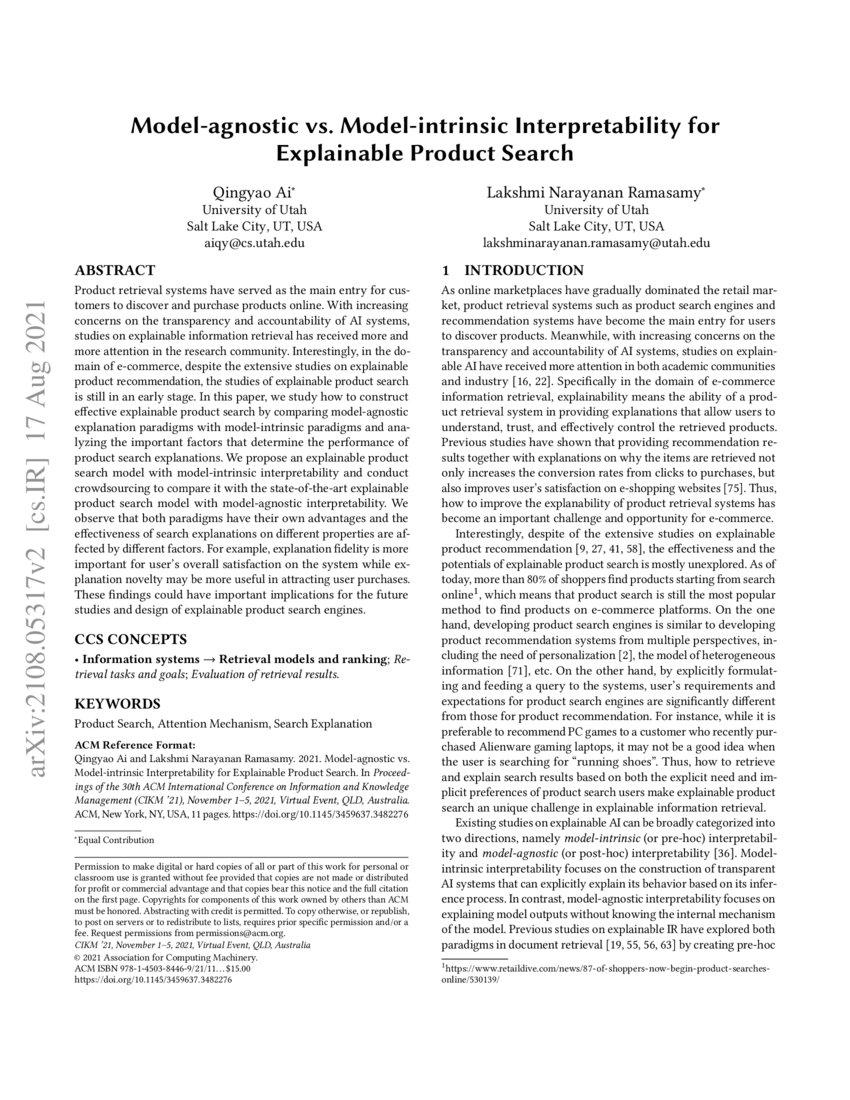Modelagnostic vs. Modelintrinsic Interpretability for Explainable