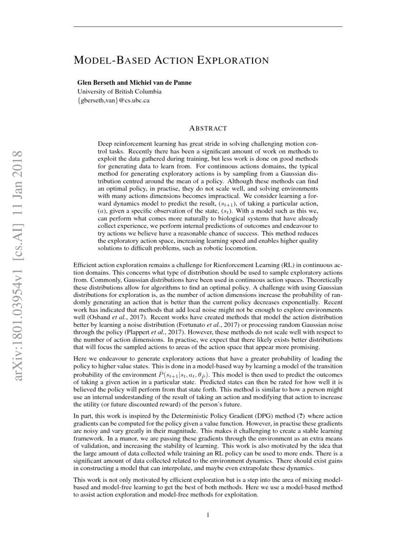 Model-Based Action Exploration  DeepAI