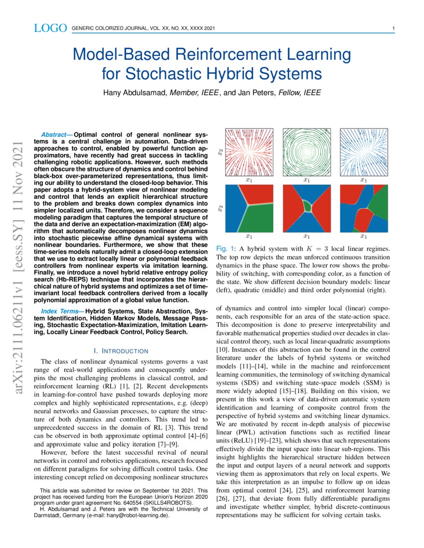 Model-Based Reinforcement Learning for Stochastic Hybrid Systems | DeepAI