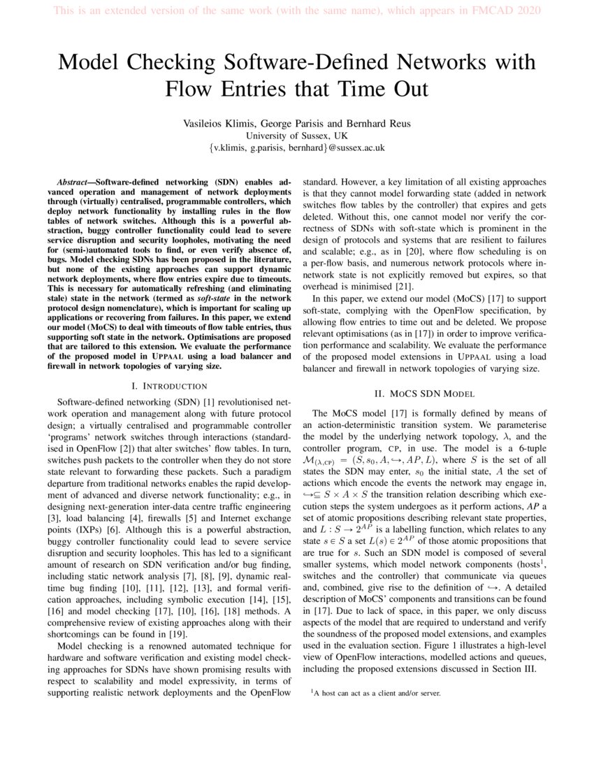 Model Checking SoftwareDefined Networks with Flow Entries that Time