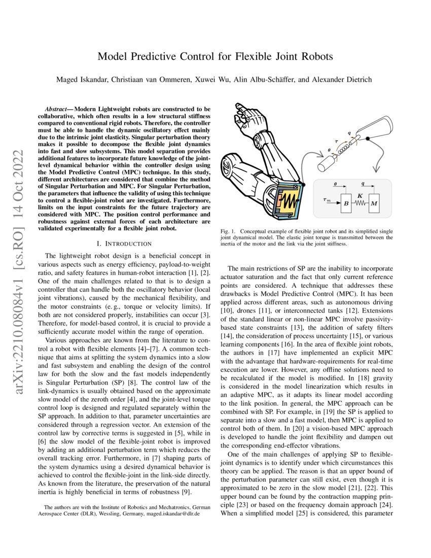 Model Predictive Control for Flexible Joint Robots DeepAI