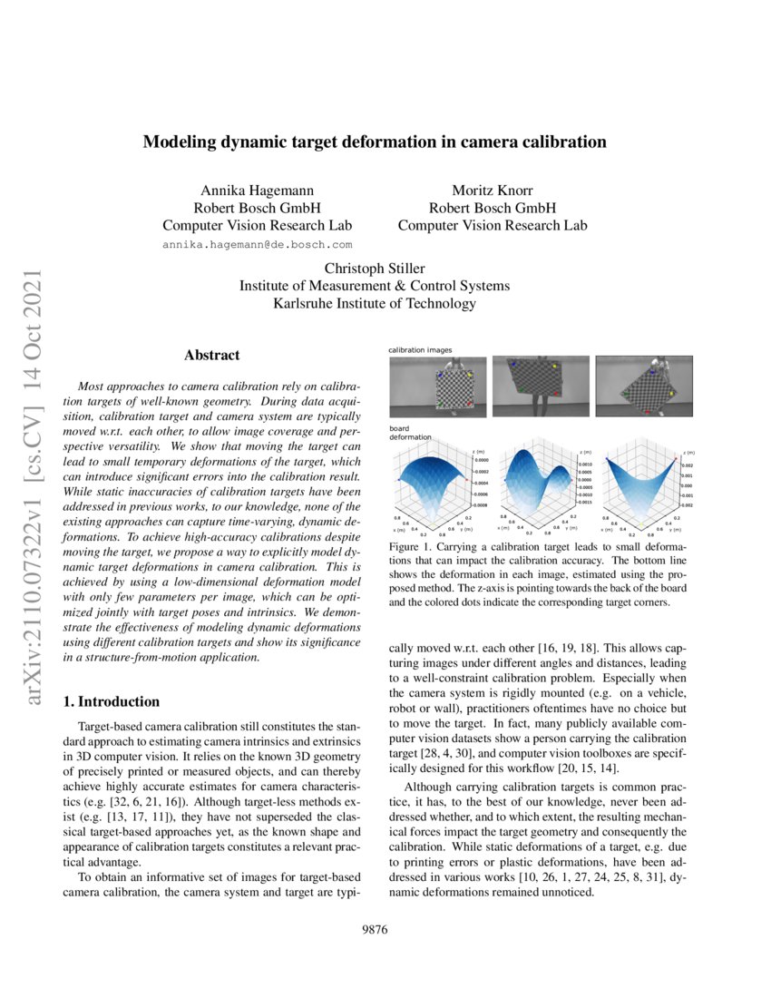 Modeling dynamic target deformation in camera calibration DeepAI