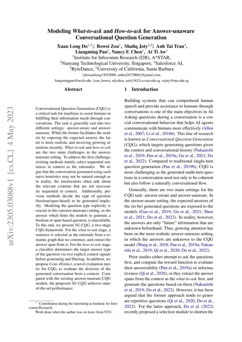 Modeling Whattoask and Howtoask for Answerunaware Conversational